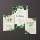 Tropical Themed Green Leaves Graduation Party Invitation (Personalise this independent creator's collection.)