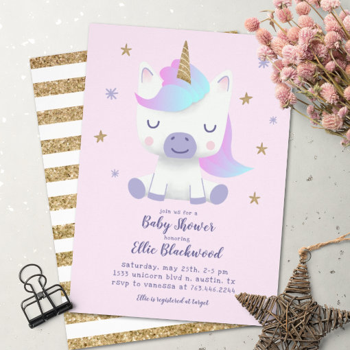Unicorn Baby Shower Invitation Zazzle