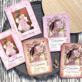 Pink, Beige Vintage Butterfly Quinceanera Invite