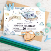 Watercolor Airplane Baby Boy Shower Invitation