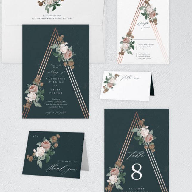 Discover Boho Floral Pyramid Wedding Invitation