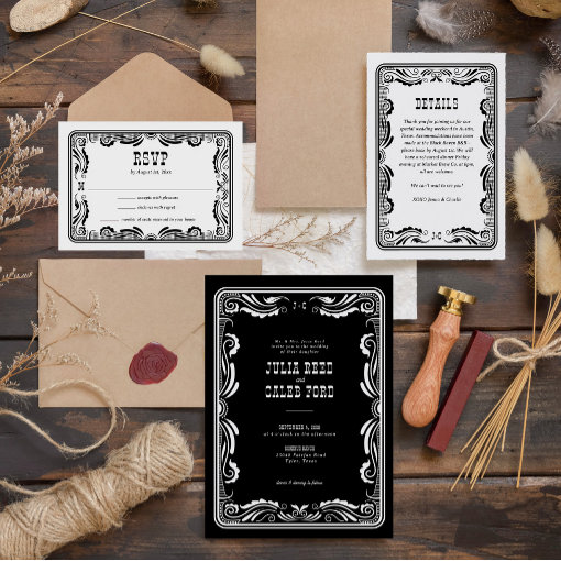 Vintage Western Cowboy Rustic Country Wedding Invitation | Zazzle