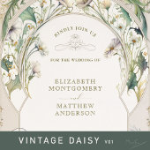 Wedding RSVP Daisy Vintage Art Nouveau by Mucha Invitation