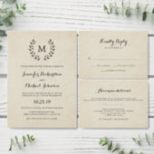 Vintage French Style Wreath and Monogram Wedding Invitation (Personalise this independent creator's collection.)