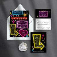 Las Vegas Sign Fabulous Personalized RSVP Cards - Red Heart Print