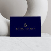 VINTAGE MODERN GOLD and NAVY INITIAL MONOGRAM LOGO Business Card