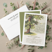 Green Beige Vintage Oak Tree Burlap Bridal Shower Invitation (Personalise this independent creator's collection.)