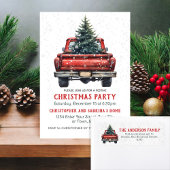 Vintage Red Truck Rustic Christmas Party Invitation