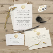 Vintage Scallop Single Seashell Wedding Invitation