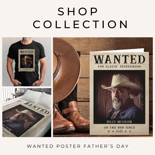 ヴィンテージ　ポスター　アウトロー　ギャンブラー　お尋ね者　ならず者　ポーカー Vintage Photo Wanted Poster Funny Father's Day Poker Cards | Zazzle