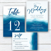 Blue Watercolor Wave | Wedding Invitation