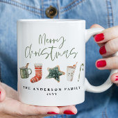 Watercolor Christmas cookie drinks candy cane Mug
