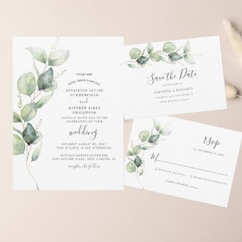 Budget Eucalyptus Greenery Wedding RSVP Card | Zazzle