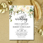 Watercolor Floral Rustic Pink Ivory Bridal Shower Invitation