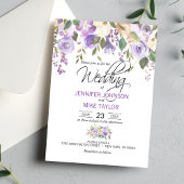 Watercolor Floral Lavender Wedding WEBSITE Info Mini Business Card