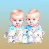 Twin Boy's Baby Shower Watercolor Animals Sugar Cookie