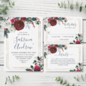Elegant Burgundy Winter Roses Floral Bridal Shower Invitation (Personalise this independent creator's collection.)