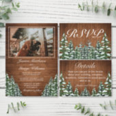 Snowy Wood & Forest Country Pine Wedding Photo Invitation (Personalise this independent creator's collection.)