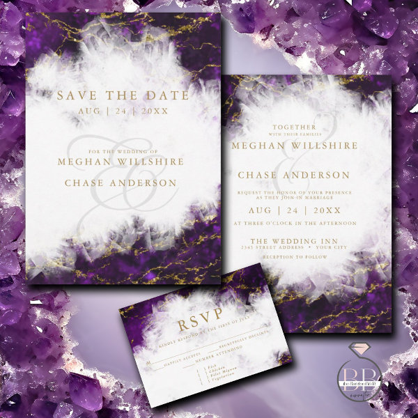 Wedding |  Elegant Amethyst Crystal Geode Invitation