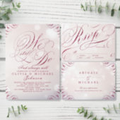 Glam burgundy vintage calligraphy Bridal Shower Invitation (Personalise this independent creator's collection.)