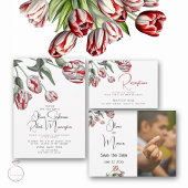 Shower | Floral Red and White Rembrandt Tulips Invitation