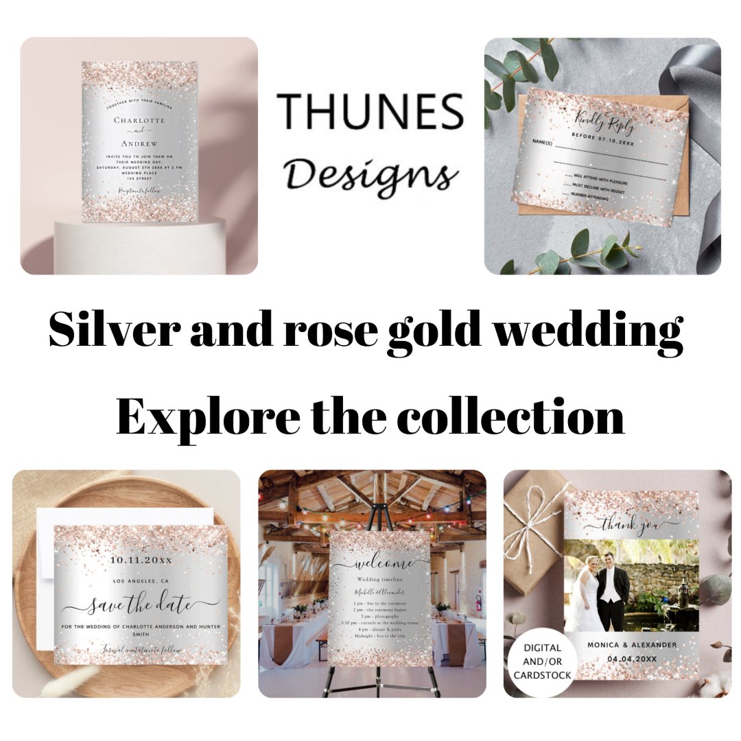 Rose Gold Program Wedding silver rose gold program timeline poster | Zazzle