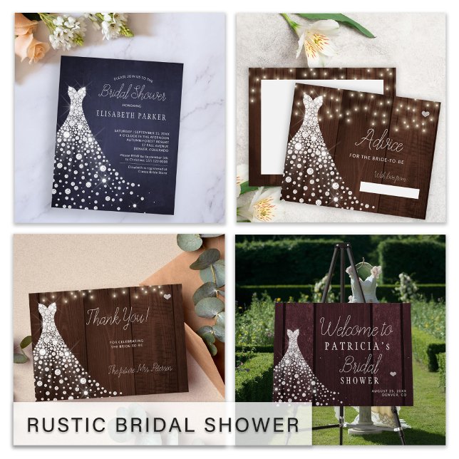 Wedding Dress Navy Blue Chalkboard Virtual Shower Invitation | Zazzle