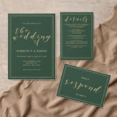 Green and Gold  Wedding Invitation (Personalise this independent creator's collection.)