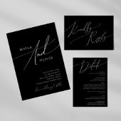 Whimsical Script | Black Casual Seal and Send All In One Invitation