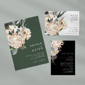 White Floral  All In One Wedding Invitation