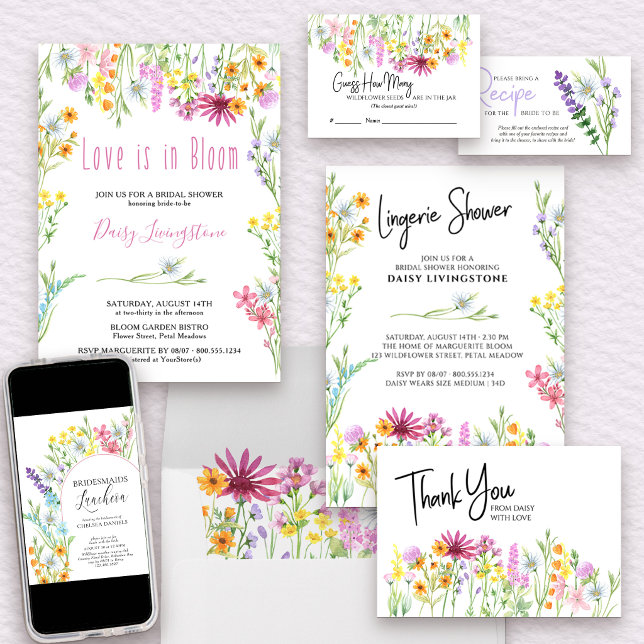 Colorful Floral Bridal Shower Invitation Template Wildflower 