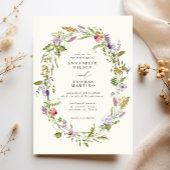 Wildflower Garden Wreath Greenery Wedding Invitation