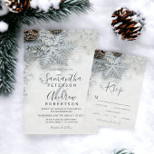 Winter wonderland silver snow typography wedding save the date