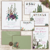 Woodland Watercolor Pine Forest Wedding Invitation
