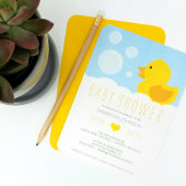 Yellow Rubber Ducky Bubble Bath Baby Shower Invitation