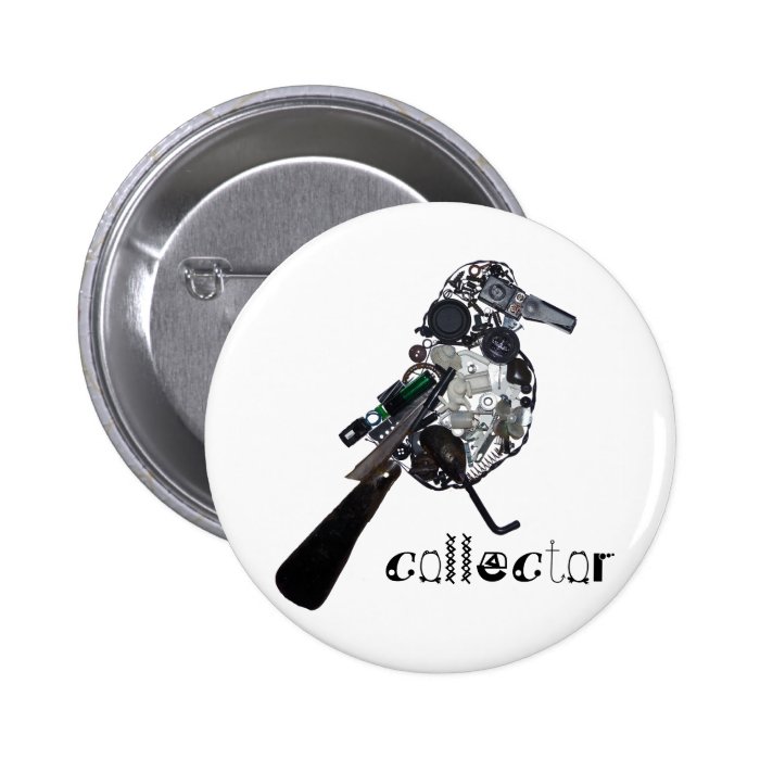 "Collector" Magpie Found Object Sculpture Pinback Buttons