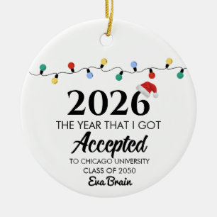 College Acceptance Ornament, College freshman Ceramic Ornament