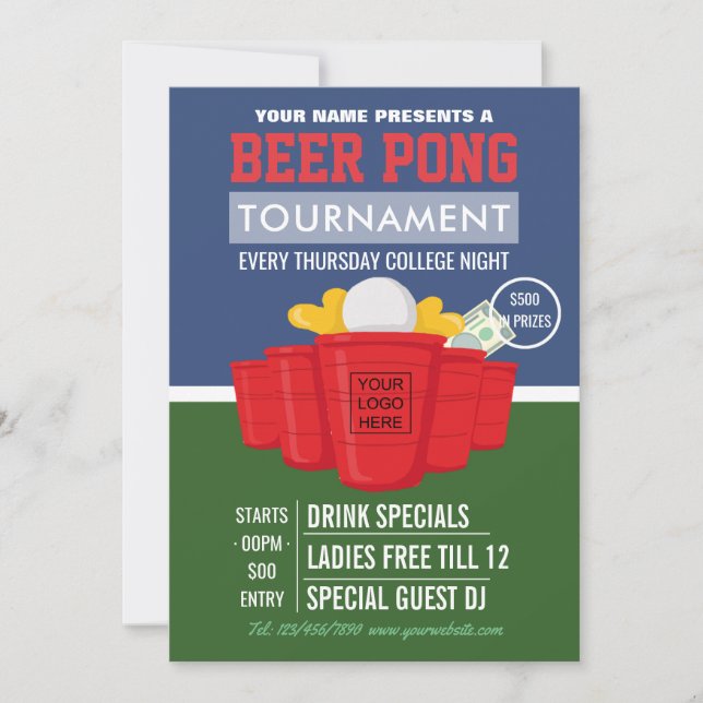 College Beer Pong Tournament add logo Ad (Front)