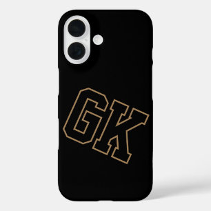 College Black Gold Varsity Monogram Initials iPhone 16 Case