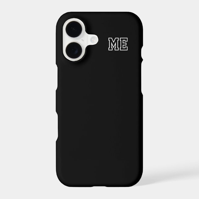 College Black White Varsity Monogram Initials Case-Mate iPhone Case (Back)