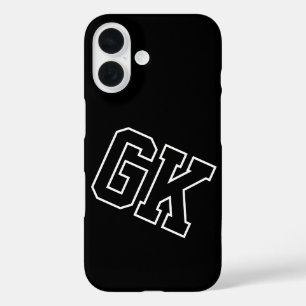 College Black White Varsity Monogram Initials iPhone 16 Case