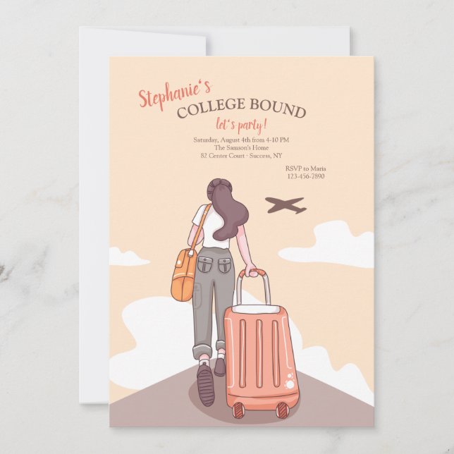 College Bound Female Party Invitation (Front)