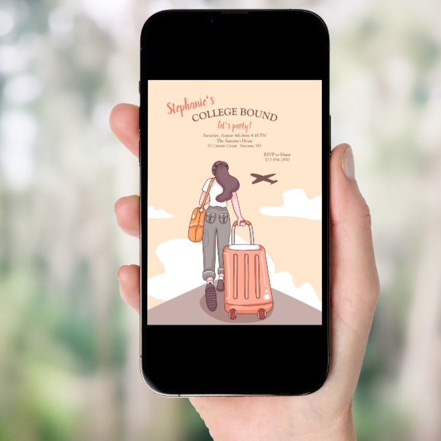 College Bound Female Party Invitation (Front Digital)