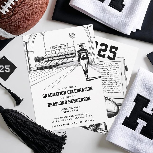 College Bound Football Player Graduation Invitation (Football Graduation Party Invitation. College Bound Football Player)
