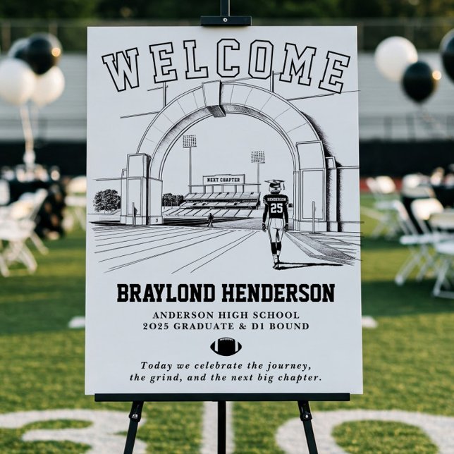 College Bound Football Player Graduation Welcome Foam Board (Football Player Graduation Welcome Sign)