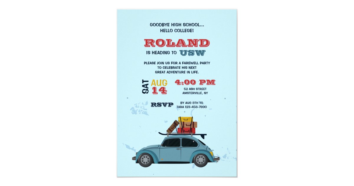 College Bound Trunk Party Invitation