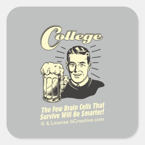 College Brain Cells Survive Smarter Square Sticker