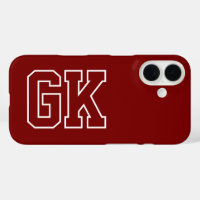 College Burgundy Green Varsity Monogram Initials