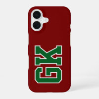 College Burgundy Green Varsity Monogram Initials