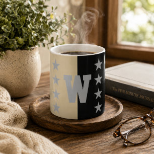 College Colors Black & Gold Monogram  Coffee Mug